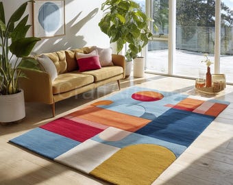 Geometric Area Rug • Modern Abstract, Mid-Century Style