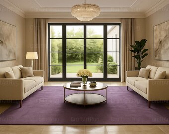 Modern Purple Area Rug, Elegant Minimalist Floor Decor