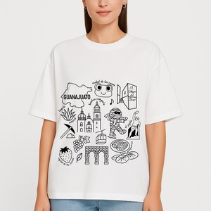 Guanajuato Mexico cultural icons clipart design featuring famous mummies, Callejón del Beso, cathedral, and cable car. Ideal SVG, PNG sublimation file for digital download, Mexican heritage art, crafts, and travel projects