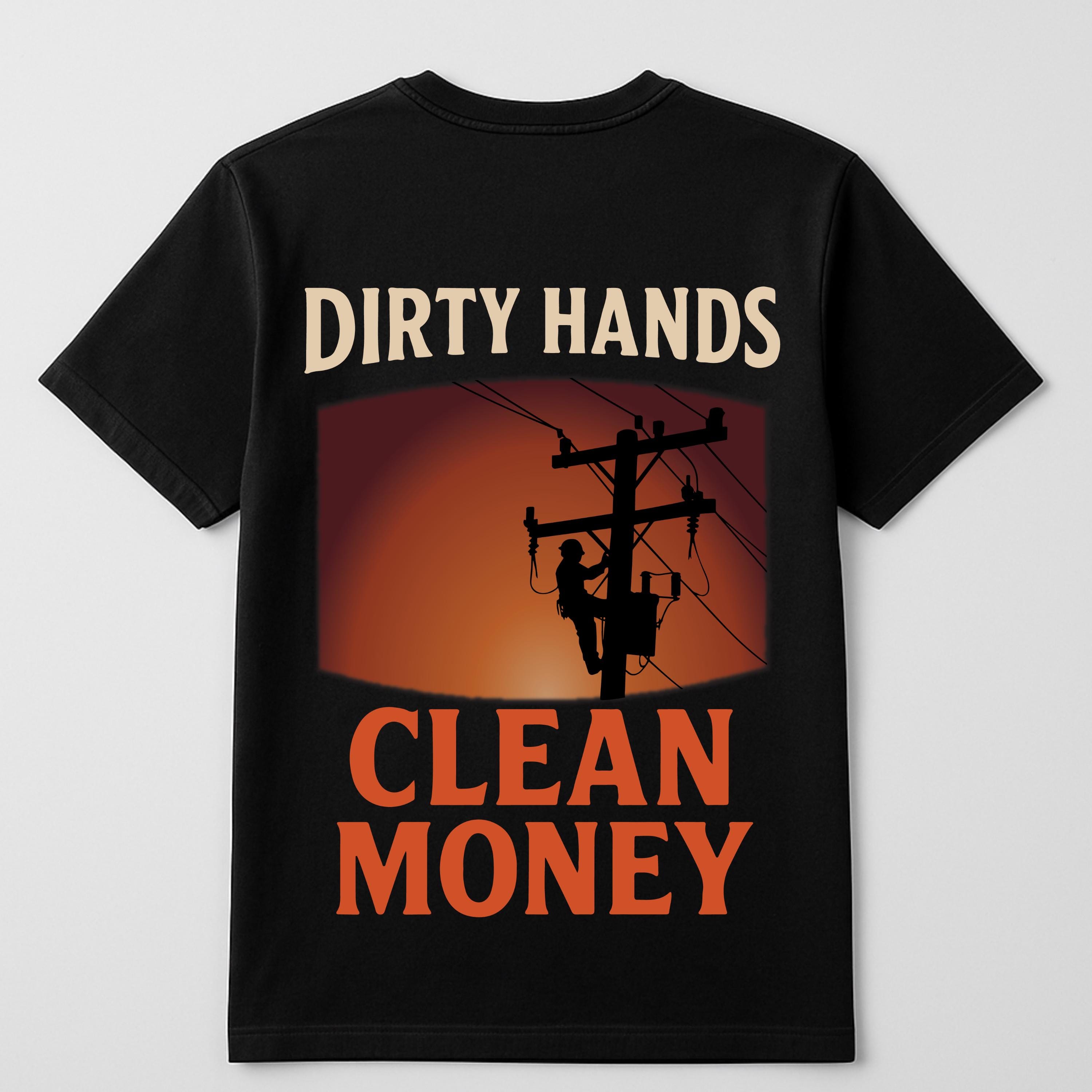 Dirty Hands Make Clean Money Funny Mechanic T-Shirt - Unisex Dark Heather Tee For Handymen, Electricians - View #8