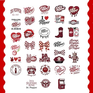 Dr Pepper SVG Bundle, Soda PNG Designs, Retro Drink Clipart, Cricut Cut Files, Sublimation, DXF Eps Jpg Pdf