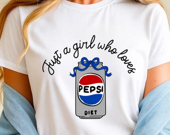 Diet Pepsi Can Design SVG PNG, Cute Soda Clipart with Blue Bow, Aesthetic Drink Sublimation, Fizzy Beverage Illustration Cricut Cut File