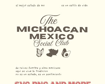 Michoacán Mexico SVG PNG, Mexico Social Club Bundle, Vorderseite Rückseite Städteliste T-Shirt-Design, Acueducto, La Danza de los Viejitos, Catedral