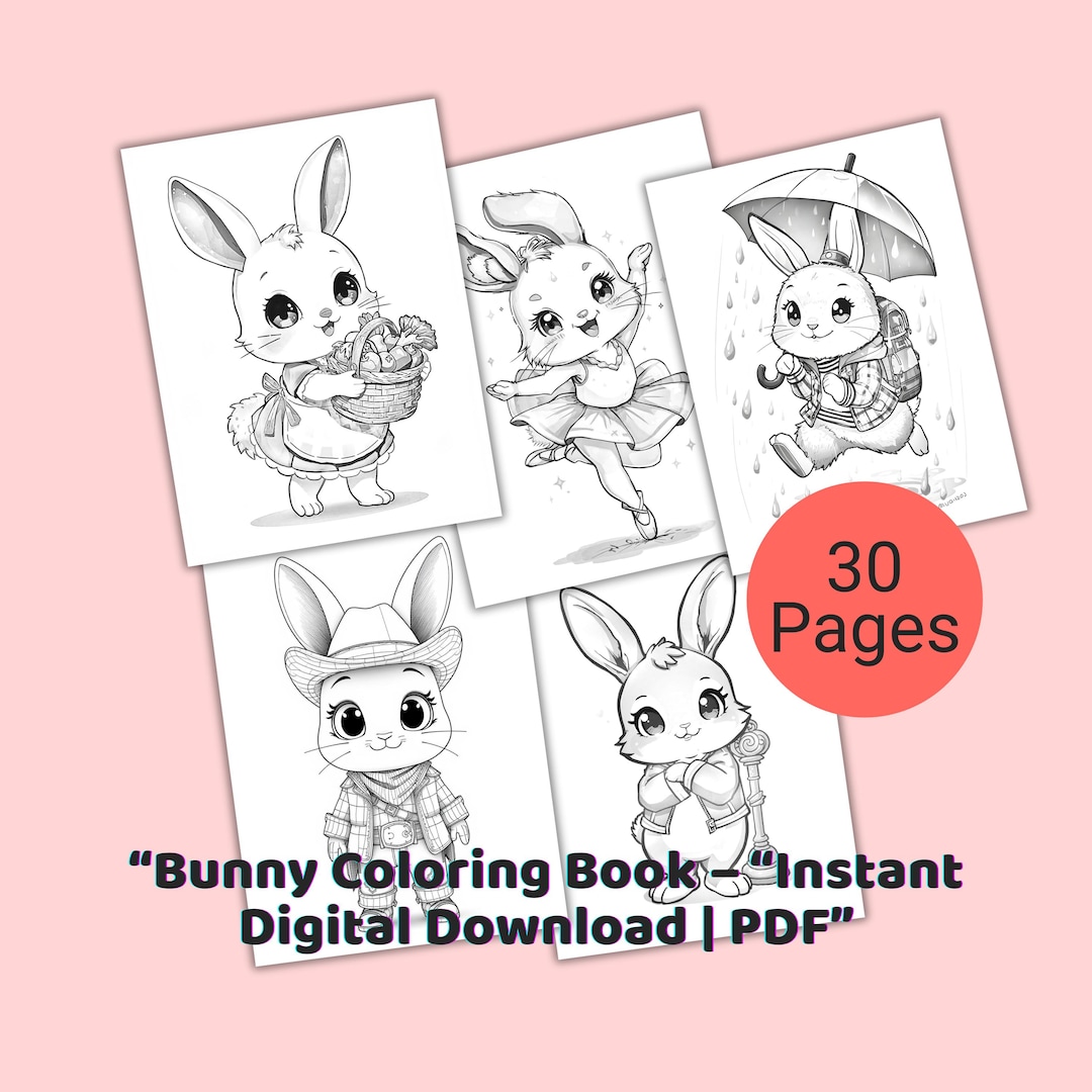 Cute Rabbit Rumi Colouring Bunny Coloring Pages: 30 Kawaii Rabbit Designs (digital Download) - Etsy