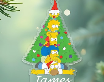 The Simpsons Christmas Tree Ornament, Custom Name Pendant, Acrylic Decor, Fan Art Keepsake, Cartoon Christmas Decor, The Simpsons Gift