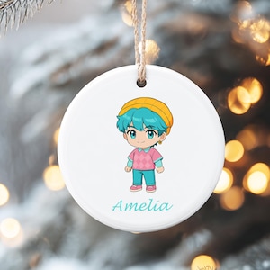 Saja Boys Ceramic Ornament, Fan Art Holiday Decoration, K-Pop Christmas Ornament, Custom Name Pendant, Demon Hunters Collectible Ornament