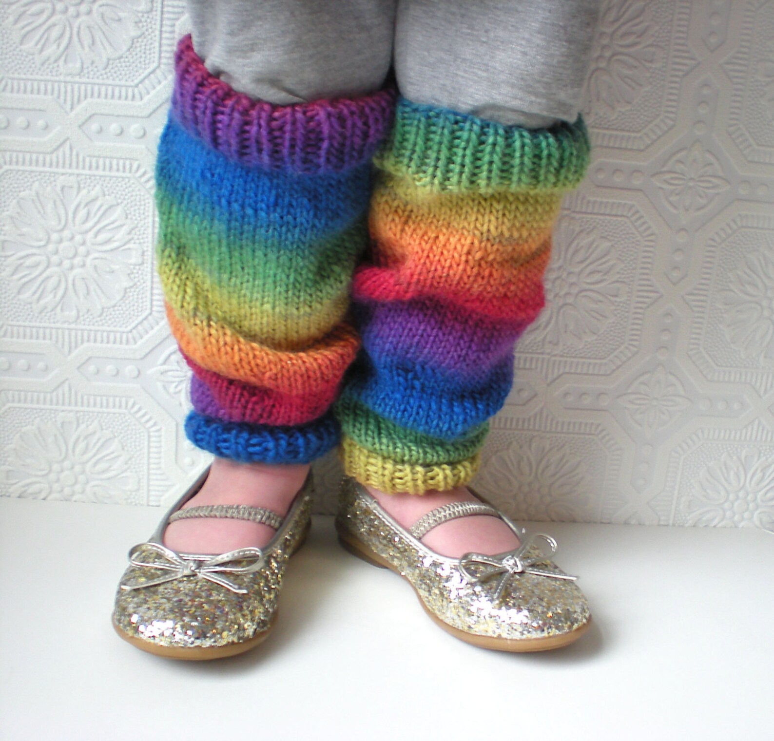 Baby Leg Warmers Over the Rainbow Knit with Luxury Yarn Etsy