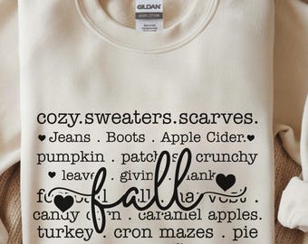 Fall Words Graphic Sweatshirt: Cozy Autumn Crewneck