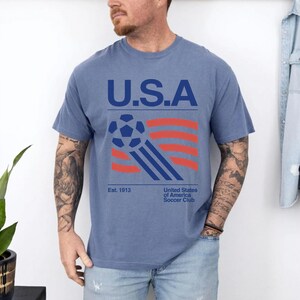 USA Soccer World Vintage Comfort Colors Shirt, USA Soccer Retro Shirt, United States Football Tee, US Soccer Gift bild 4