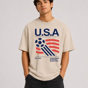 USA Soccer World Vintage Comfort Colors Shirt, USA Soccer Retro Shirt, United States Football Tee, US Soccer Gift bild 9