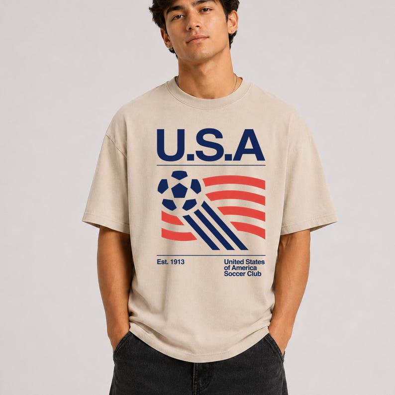 USA Soccer World Vintage Comfort Colors Shirt, USA Soccer Retro Shirt, United States Football Tee, US Soccer Gift bild 9