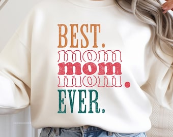 史上最高のお母さんスウェットシャツ、レトロなお母さんクルーネック母の日ギフト、ヴィンテージお母さんスウェットシャツ、最高のお母さんセーターギフト、かわいいお母さんクルーネックレディース