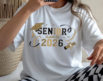 2026年卒業生Tシャツ、ヒョウ柄卒業Tシャツ（女性用）、2026年卒業生ギフト、2026年卒業生Tシャツ、2026年卒業生ヒョウ柄Tシャツ、卒業ギフト