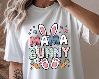 ママバニースウェットシャツ、イースターママクルーネック、かわいいイースタースウェットシャツレディース、バニーママギフト、春のママセーター、イースターママスウェットシャツ