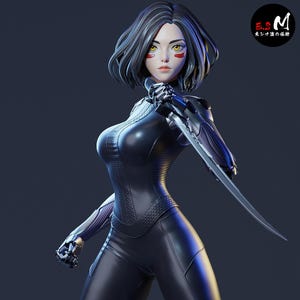 Alita Statue | 3d model | Action Figure | Hand-Painted | Tabletop RPG & DnD Display Gift Idea | Resin Artwork | Alita