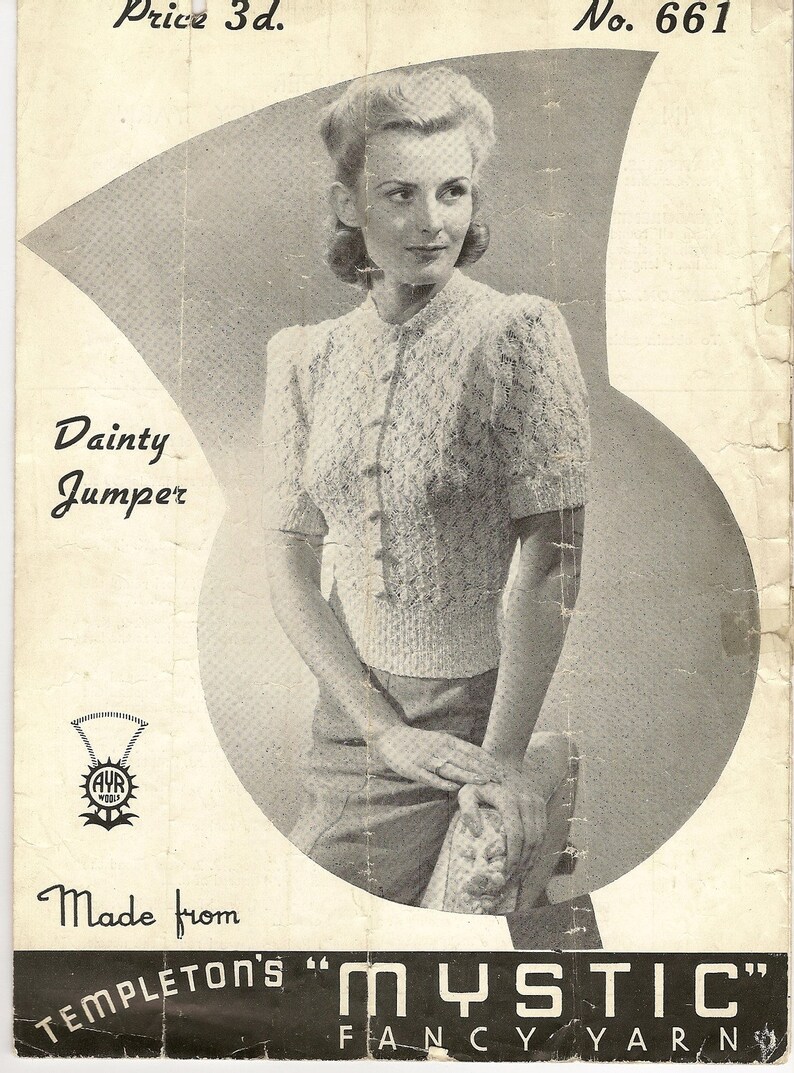 1940s 'dainty Jumper' Short Sleeve Sweater No 661 PDF - Etsy