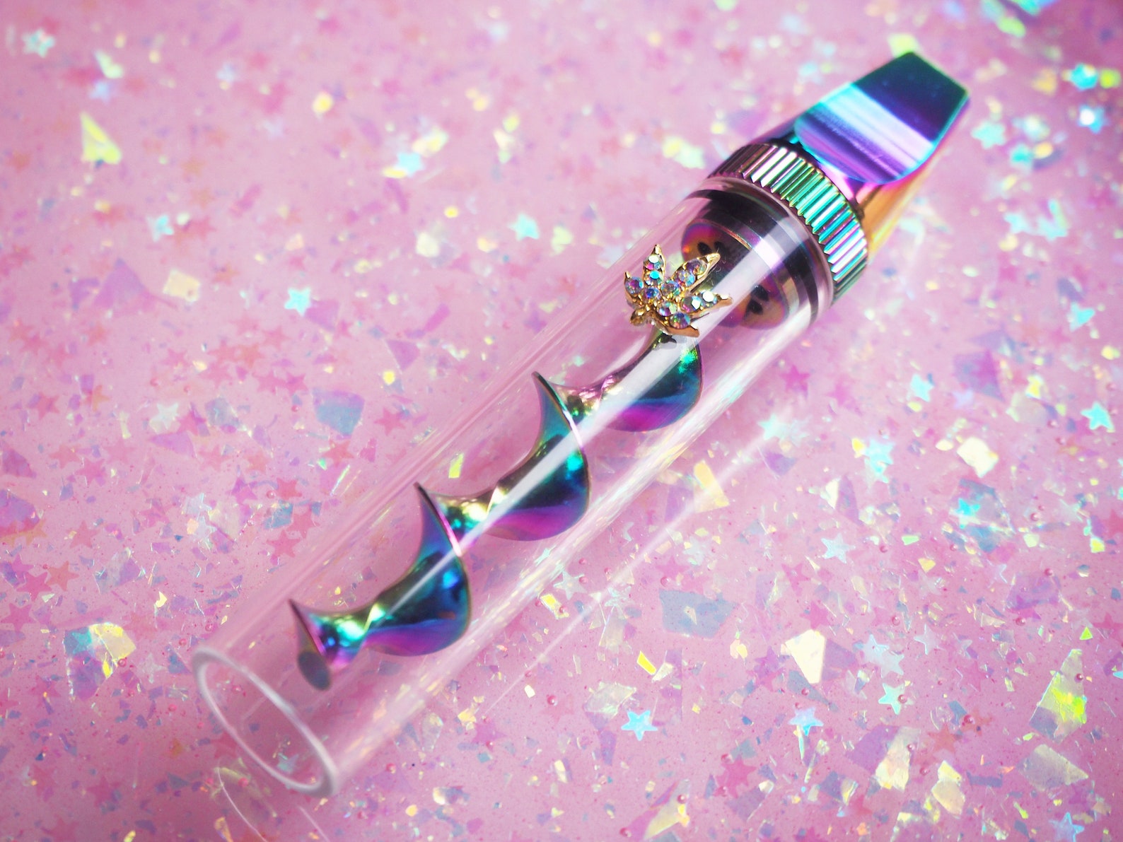 Rainbow GLASS BLUNT all tools & holographic gift box girly Etsy