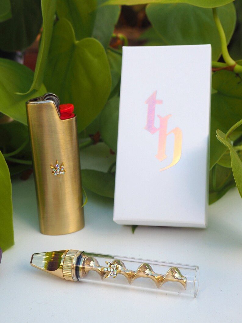 Gold glass BLUNT & LIGHTER CASE set all tools holographic Etsy