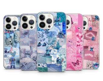 Aesthetic Cartoon Collage Phone Case Cute Blue Pink Art Phone Cover for iPhone 17 16 15 14 13 12 11 XR Samsung S25 S24 S23 S22 Pixel 10 8