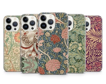 Vintage Floral Pattern Phone Case Botanical Morris Art Phone Cover for iPhone 17 16 15 14 13 12 11 XR Samsung S25 S24 S23 S22 Pixel 10 8