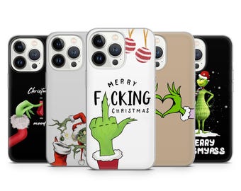 Funny Christmas Grinch Phone Case Holiday Humor Design Phone Cover for iPhone 17 16 15 14 13 12 11 XR Samsung S25 S24 S23 S22 Pixel 10 8