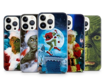 Christmas Grinch Santa Phone Case Funny Holiday Design Phone Cover for iPhone 17 16 15 14 13 12 11 XR Samsung S25 S24 S23 S22  Pixel 10