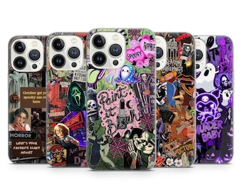 Spooky Halloween Collage Phone Case Gothic Horror Art Phone Cover for iPhone 17 16 15 14 13 12 11 XR Samsung S25 S24 S23 S22 Pixel 10 8