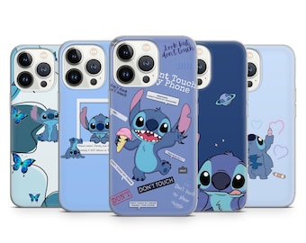 Cute Blue Alien Phone Case Cartoon Character Art Phone Cover for iPhone 17 16 15 14 13 12 11 XR Samsung S25 S24 S23 S22  Pixel 10 10a