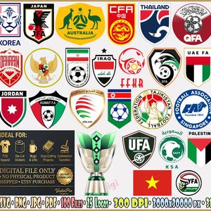 All AFC Asian Cup Nations Football Vector Logos Bundle 100 Files | All Leagues and Groups Teams Crests Svg-Png-Pdf-Jpg Clipart | Asset Pack