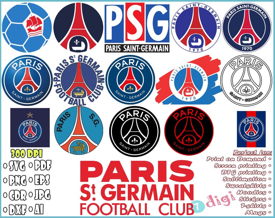 All PSG Logos Svg-eps-pdf-png-jpg-ai-dxf-cdr Bundle, Paris Saint ...