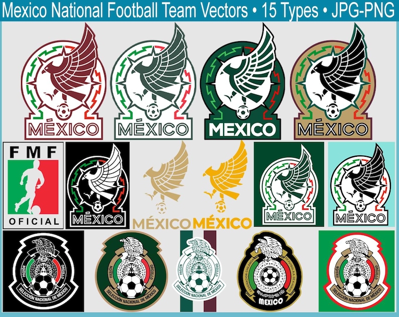 Mexico National Football Team Soccer Logos Bundle • PNG-Jpg Version Vector Graphic • Cut Files Poster • Digital Download • Print image 1