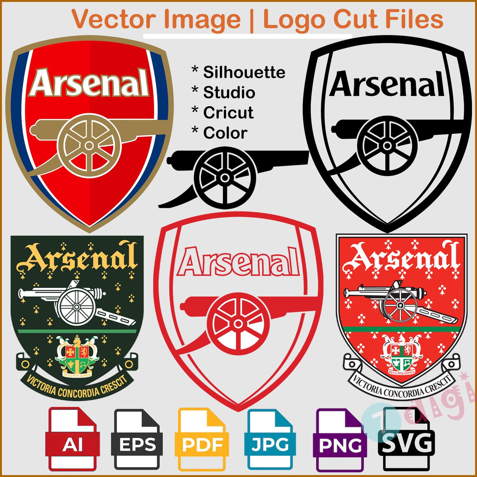 Arsenal London Logo Svg-eps-pdf-png-jpg-ai Version Vector Graphic, Cut ...