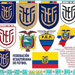 Ecuadorian Football Federation Logos svg-eps-pdf-png-jpg-ai-dxf-cdr Bundle, CONMEBOL Ecuador National Team Vector Pack, Flags Maps Cut Files