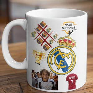 Décoration de mug personnalisée pour une fête | Real Madrid, Barcelone ou équipe de votre choix | Fichier PDF/PNG imprimable | Nom, numéro et âge personnalisés | Téléchargement numérique image 9