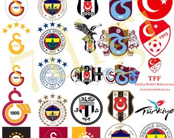 Logos de Galatasaray, Fenerbahçe, Besiktas et Trabzonspor (Turquie) aux formats PNG et JPG • Pack de fichiers graphiques et de découpe pour le football • Téléchargement numérique pour t-shirts et mugs
