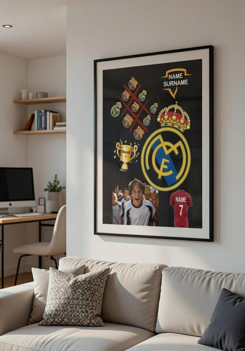 Décoration de mug personnalisée pour une fête | Real Madrid, Barcelone ou équipe de votre choix | Fichier PDF/PNG imprimable | Nom, numéro et âge personnalisés | Téléchargement numérique image 11