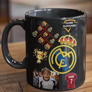 Décoration de mug personnalisée pour une fête | Real Madrid, Barcelone ou équipe de votre choix | Fichier PDF/PNG imprimable | Nom, numéro et âge personnalisés | Téléchargement numérique image 6