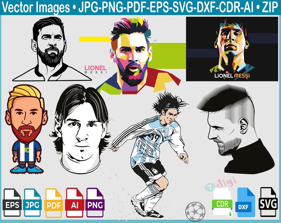 Lionel Messi Football Legend Vector Bundle • Eps-pdf-png-jpg-ai-dxf-cdr ...
