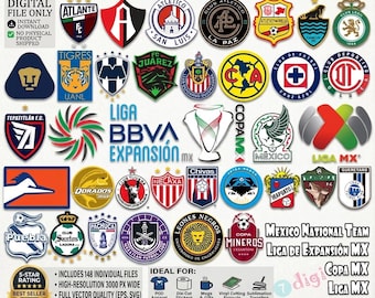 Mexico Football Vector Logos Bundle 148 Files | All Liga MX Teams & Cup Crests Svg-Png-Pdf-Jpg Clipart | Mexican Soccer League Asset Pack