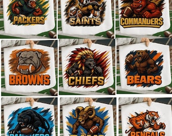 Vintage Football Team Mascot PNG Bundle: 32 Designs (Digital Download)