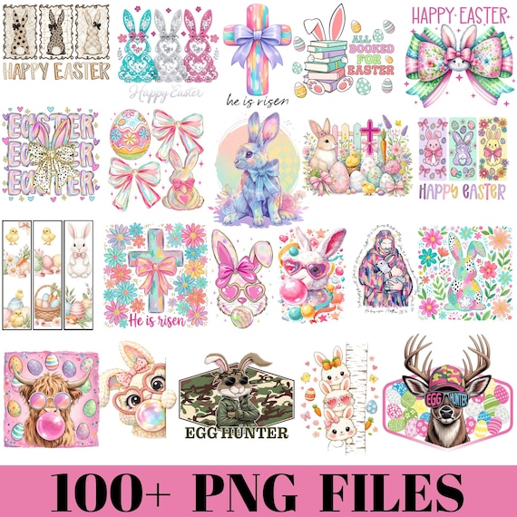 100+ Easter Png Bundle, Easter Bunny PNG Clipart, Christian Easter PNG, Funny Easter Animals PNG, Sublimation & Instant Download