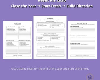 Reset Kit 2026 — Year-End Close-Out System, New Year Clean-Slate Planner (PDF)