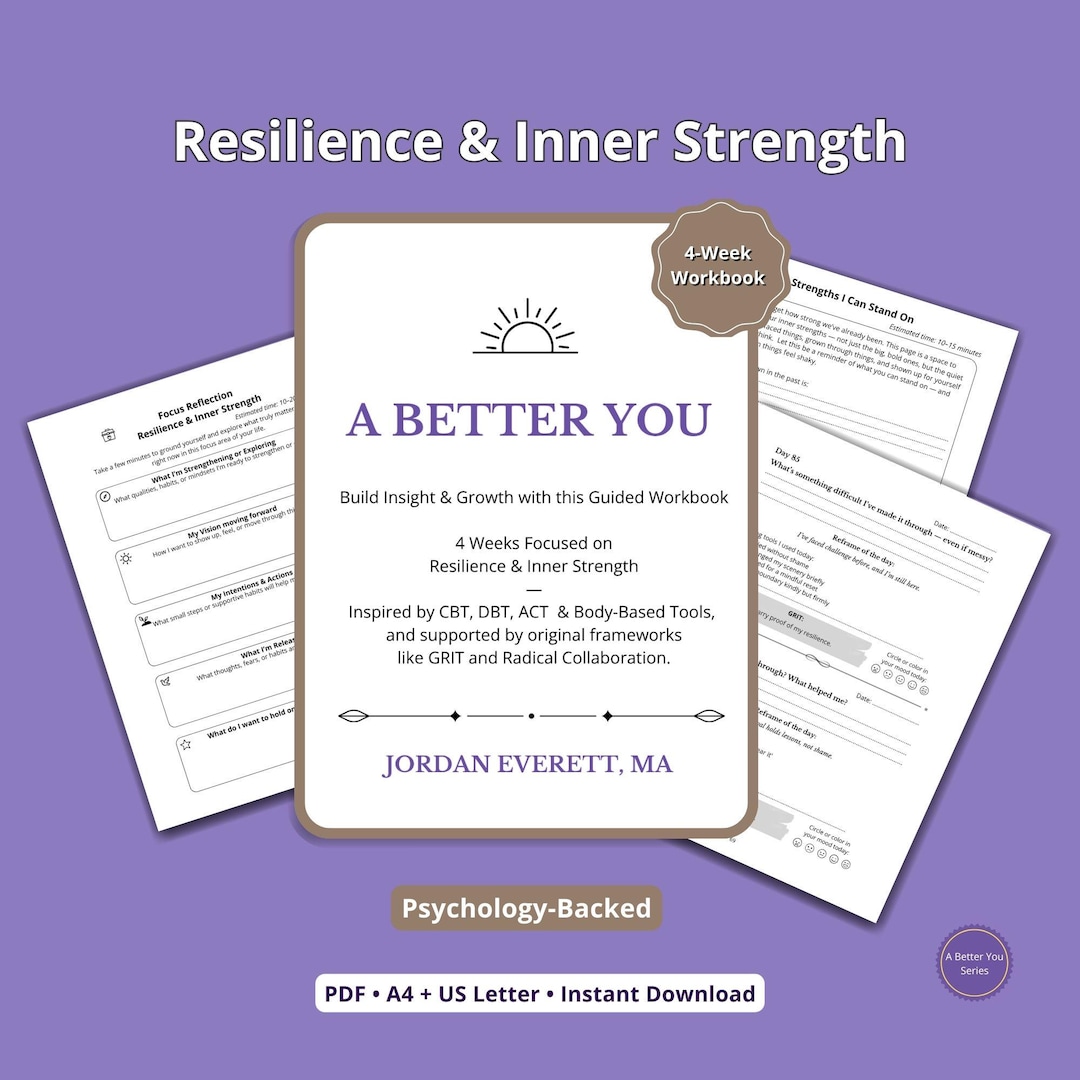 GRIT & CBT Resilience Building Workbook for Burnout and Stress - 30 ...