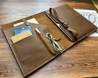 Personalized Leather iPad Case Portfolio Cover: Pro Air 11 13 inch Sleeve