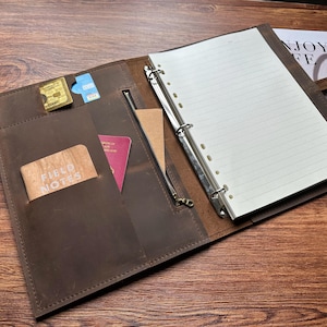 Personalized Leather Portfolio Binder: Rustic Brown A4/A5 Organizer