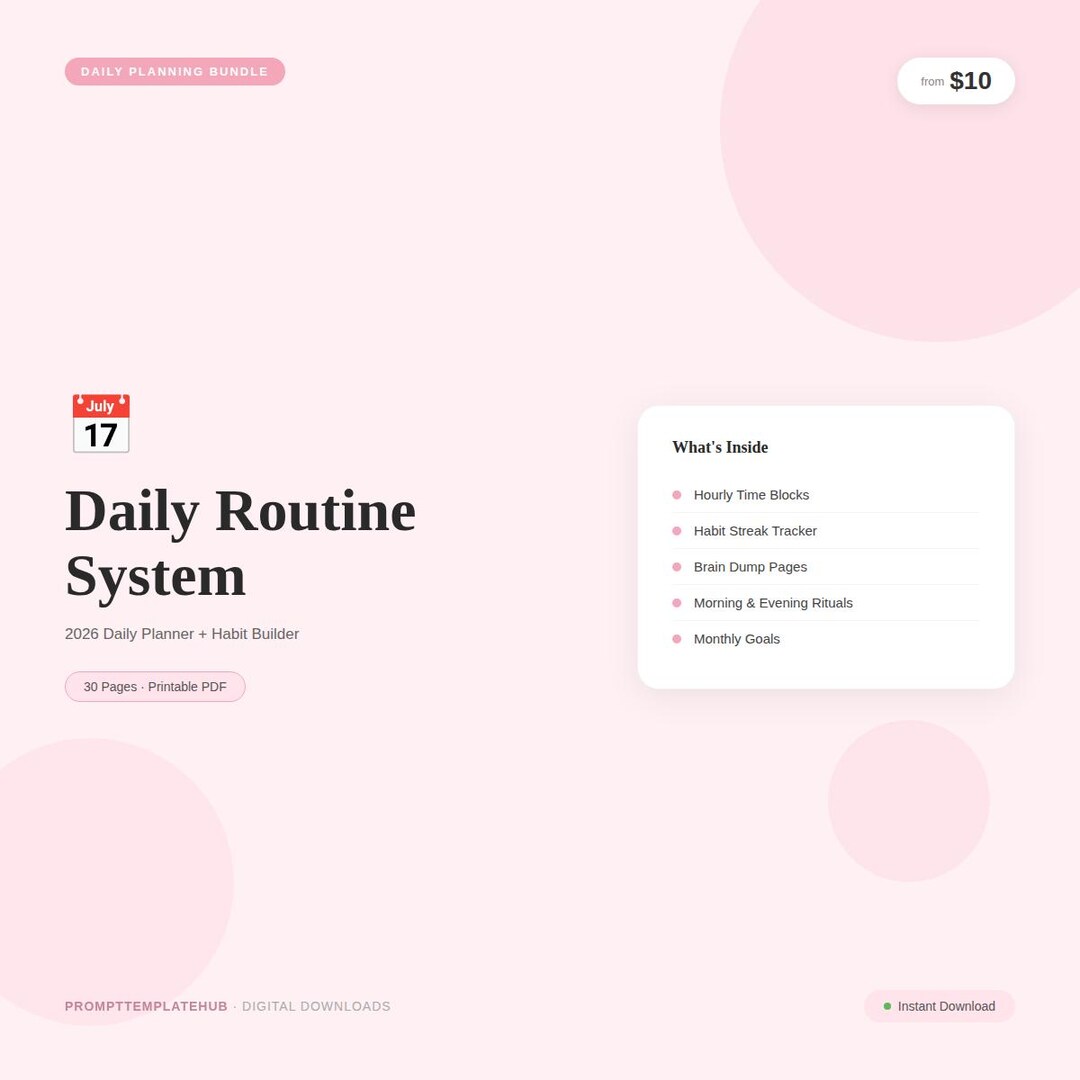 My Routine Builder 2026 Daily Routine System Planner | Habit Builder, Undated PDF (instant ...