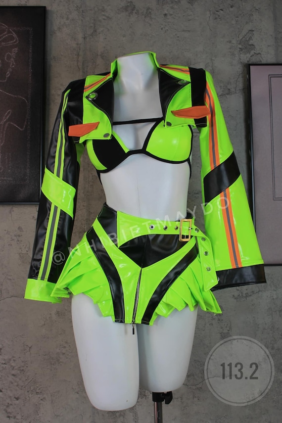 Neon Green Rave Outfit For Girls Women's Neon Green Festival Outfit S