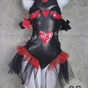 Body Queen of Hearts: costume da rave in finta pelle con gonna in tulle