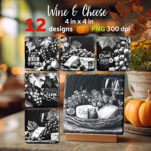 Ensemble de sous-bocks à vin et fromage pour gravure laser | Glowforge, xTool, compatible Lightburn