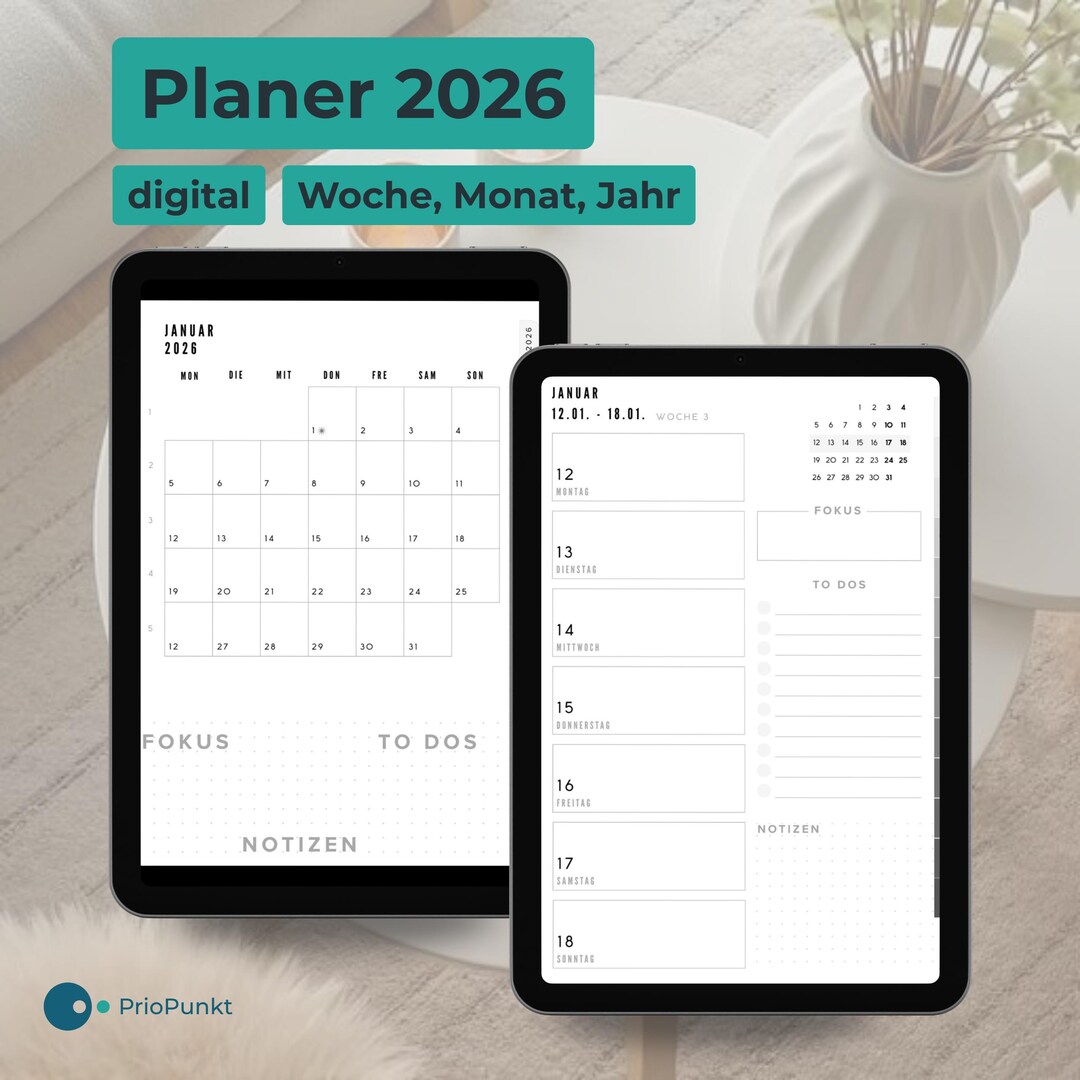 Digital Calendar 2026 | Minimalist Planner With Yearly, Monthly ...